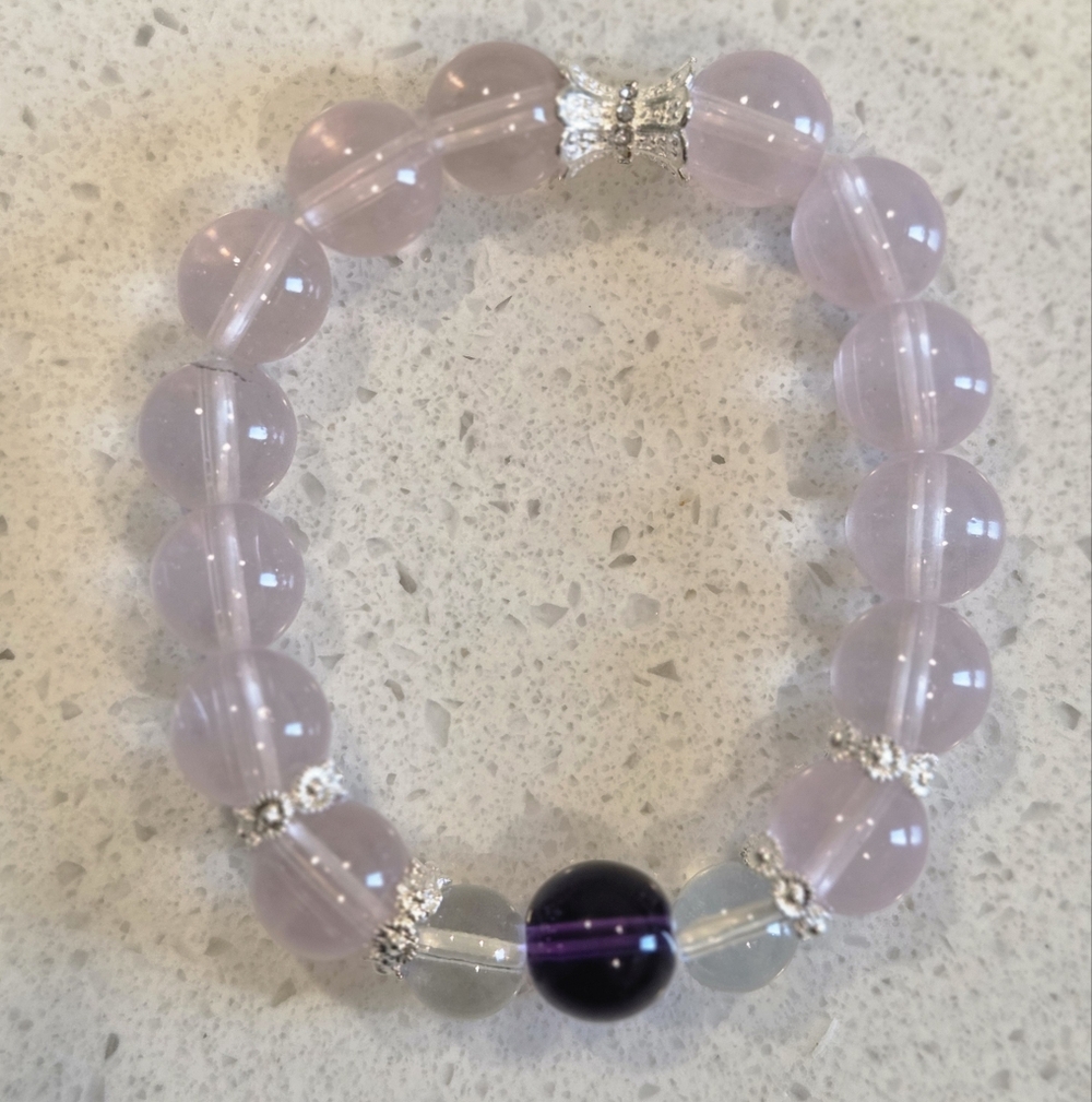 Elegant Pink and Silver Beaded Bracelet